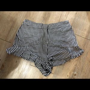 black and white high wasted gingham shorts